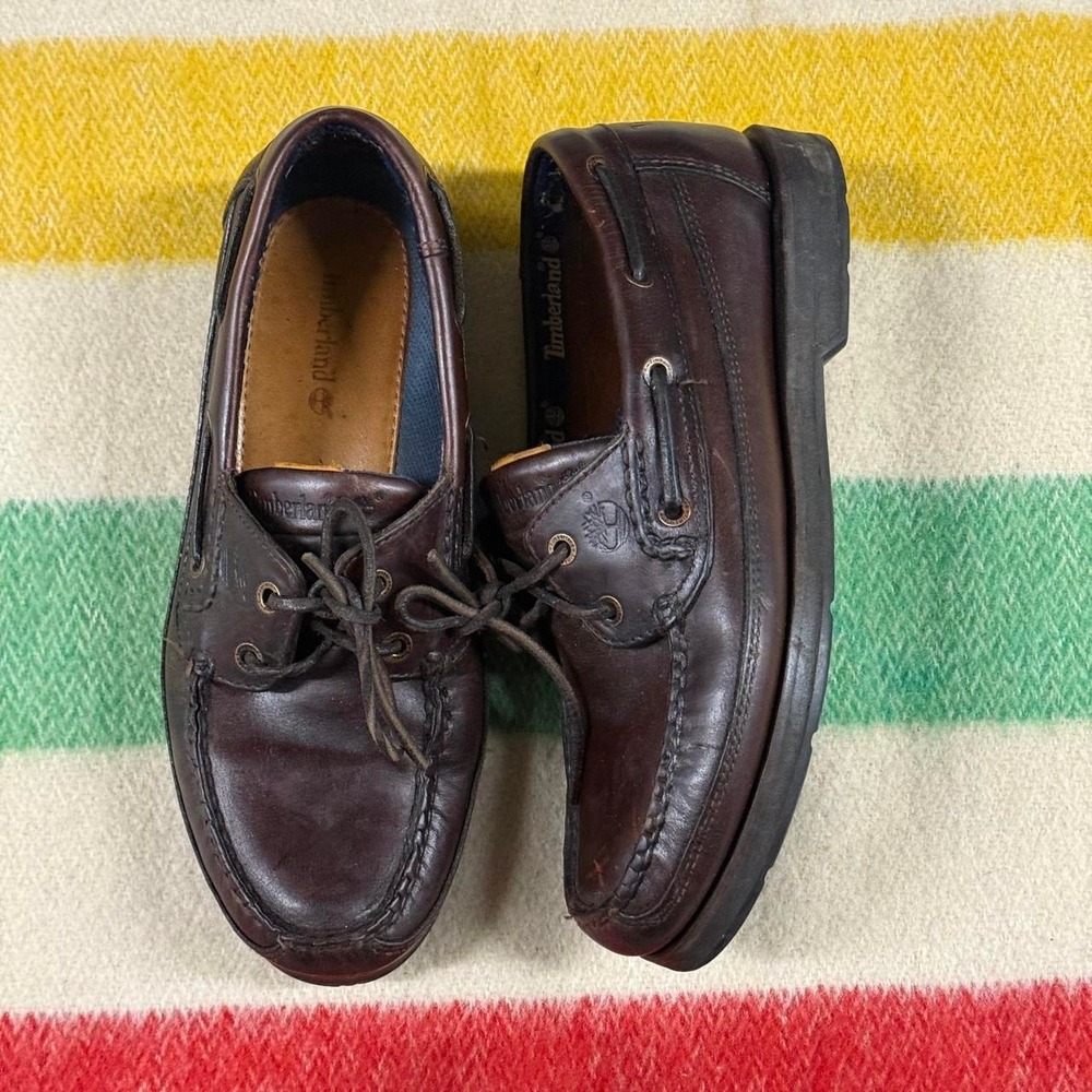 Timberland Mens 3 Eye Lug Boat Shoe Dark Brown Leather 50009 Size 8.5 M